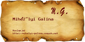 Mihályi Galina névjegykártya